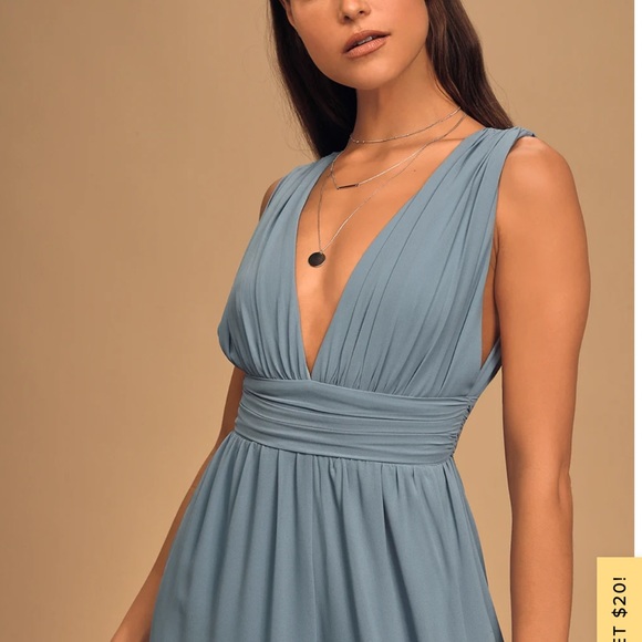 Divine Muse Slate Blue Wide-Leg Jumpsuit - Picture 2 of 5